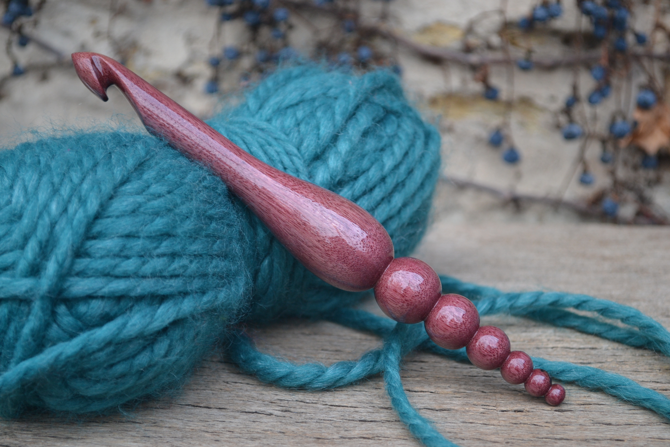 Purpleheart wood Ergonomic Crochet Hook