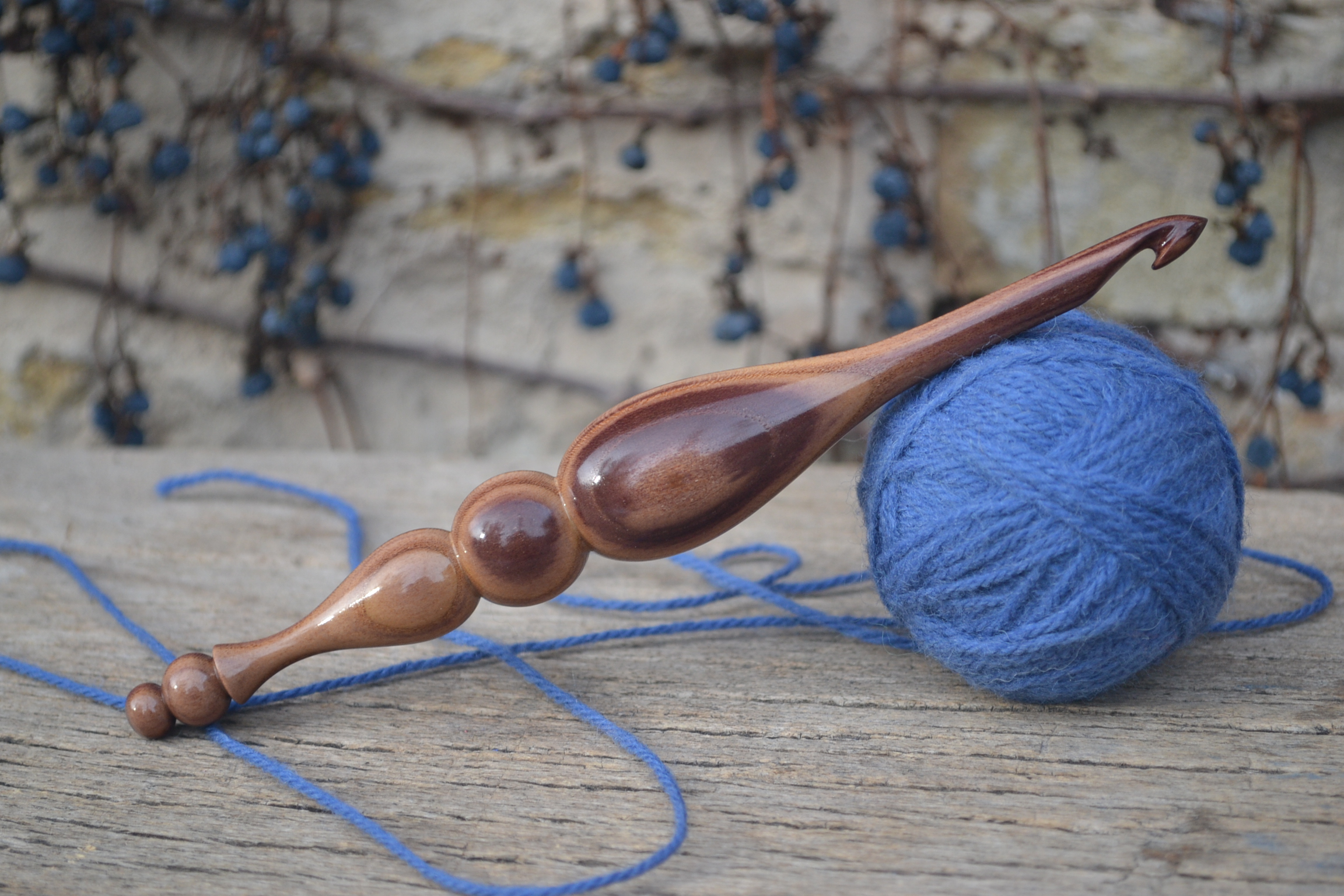 Dark Apricot wood Crochet Hook