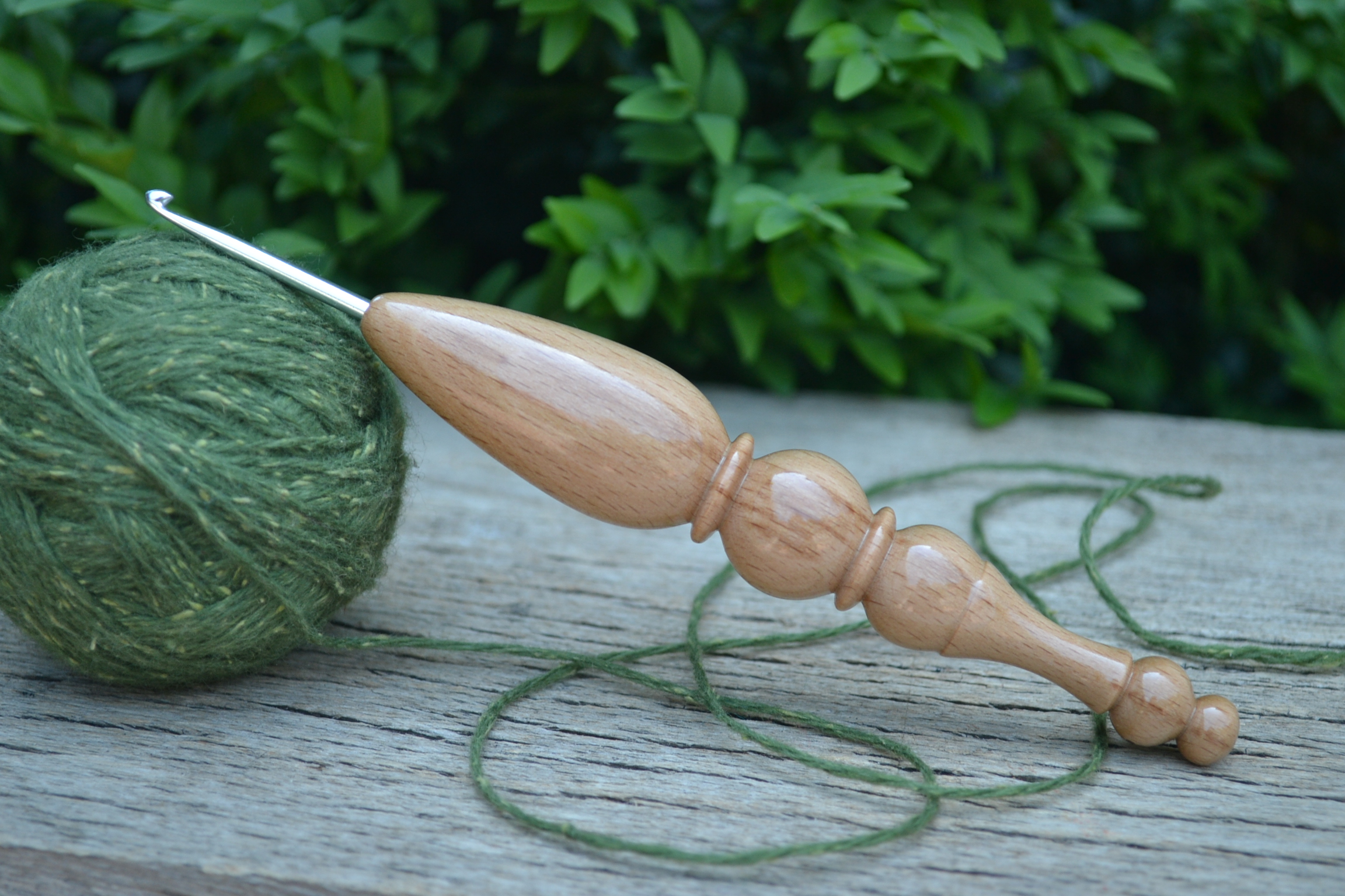 Beech wood crochet hook