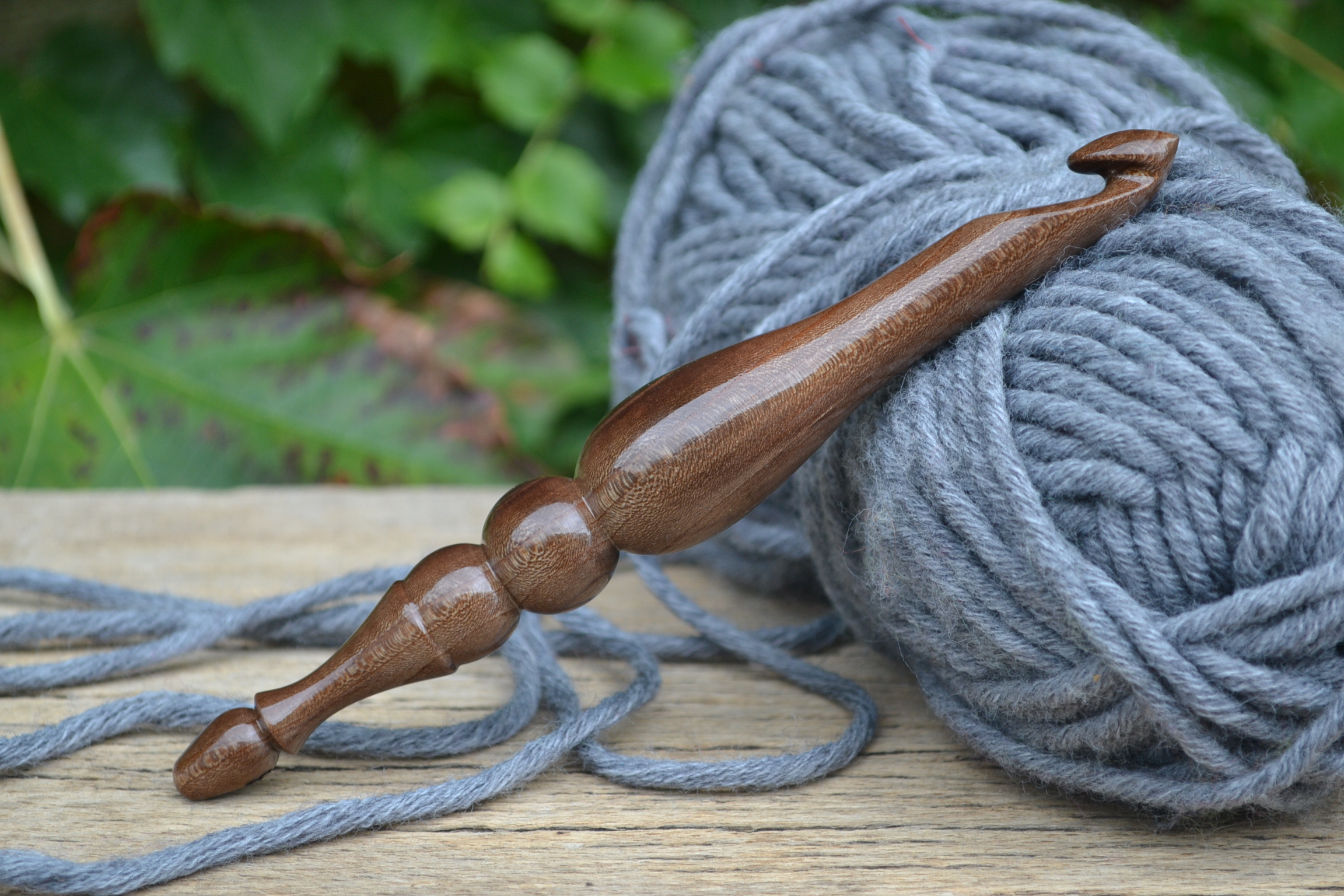 Dark Apricot wood Crochet Hook