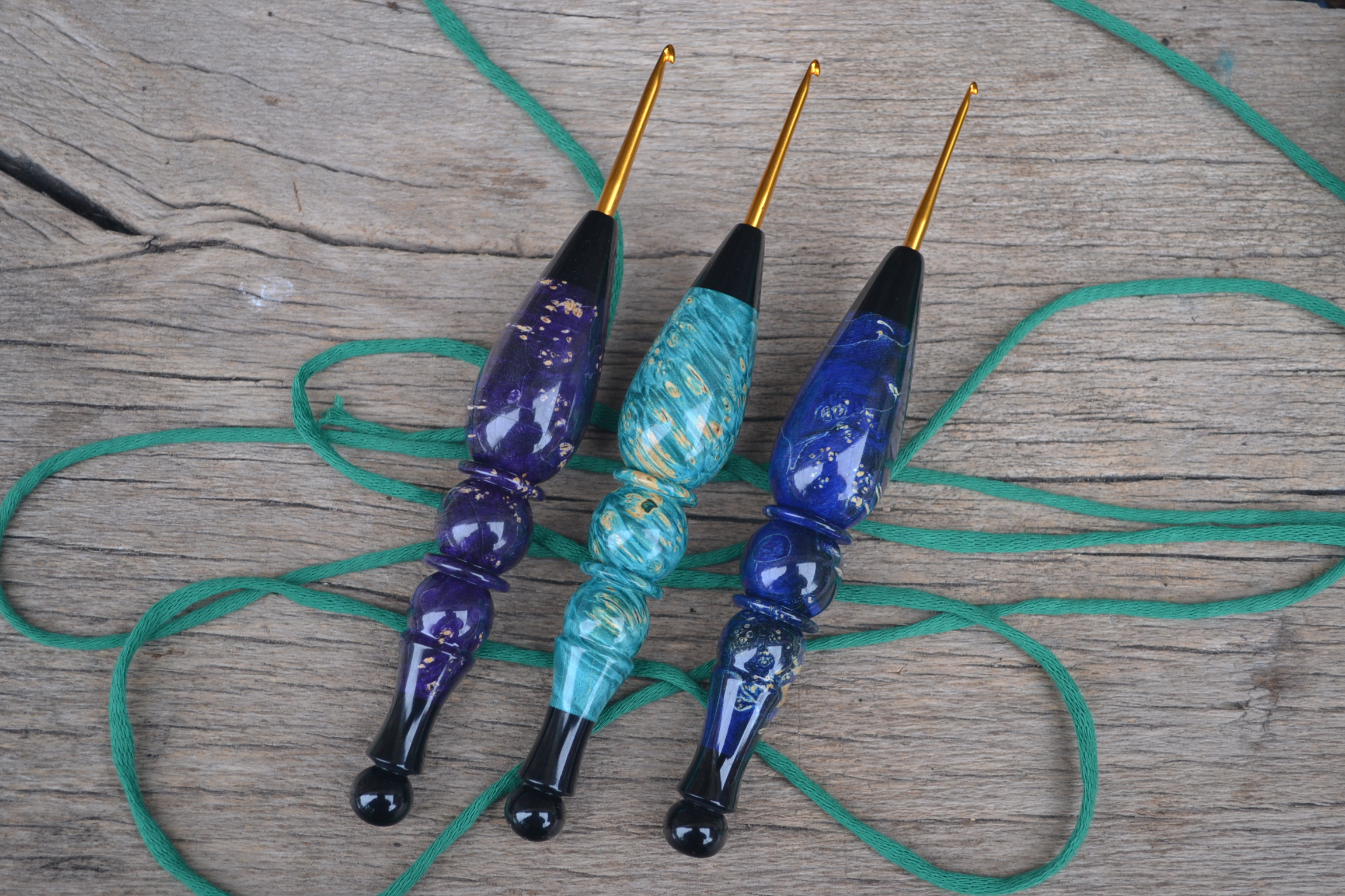 CUSTOM ORDER, RESERVED for Lilian, Three Custom Crochet Hooks - Tulip Gold 2 mm, 2.5 mm, 3 mm,