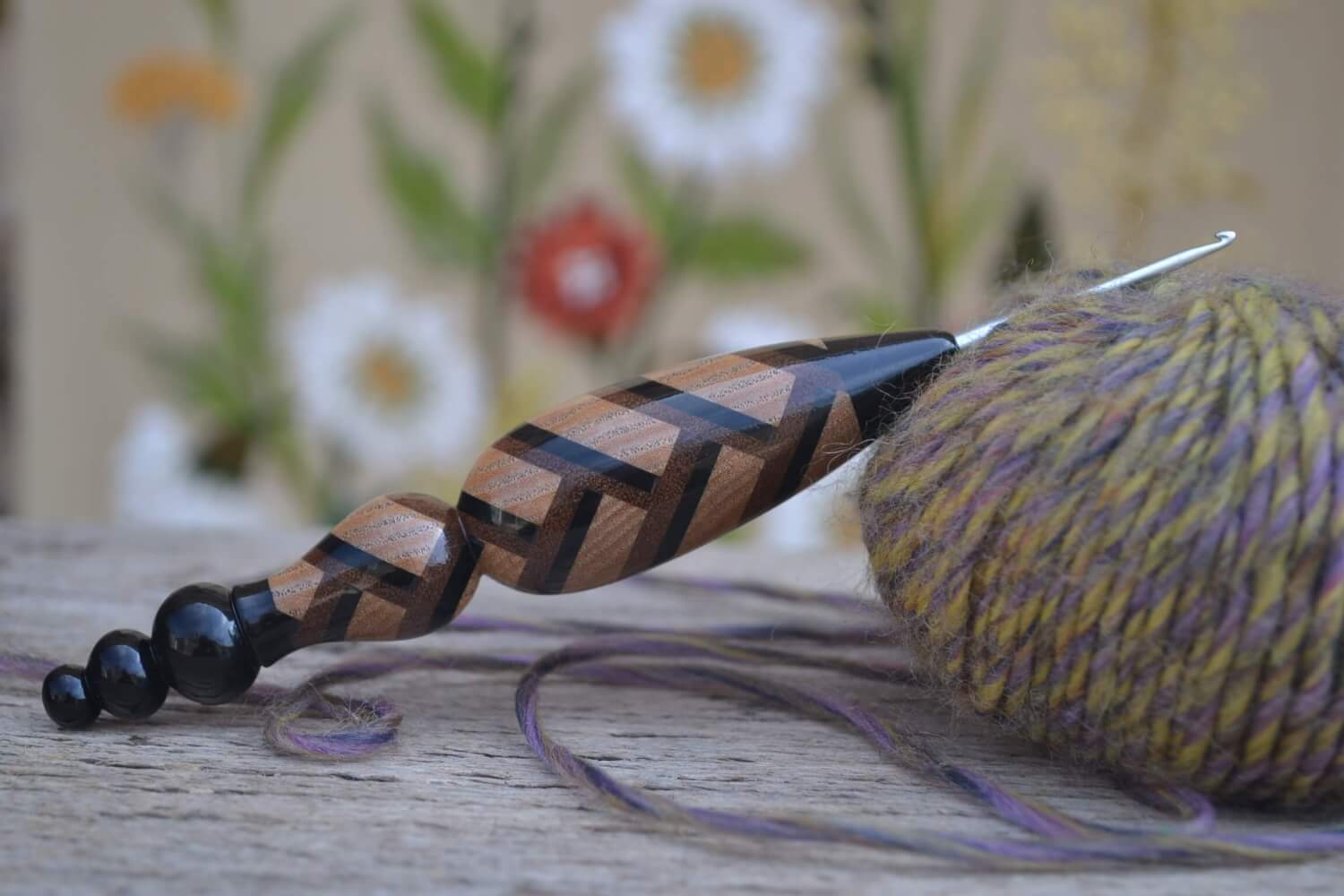 2mm Handmade Crochet Hook with Mosaic Wood Handle – LETTOworkshop